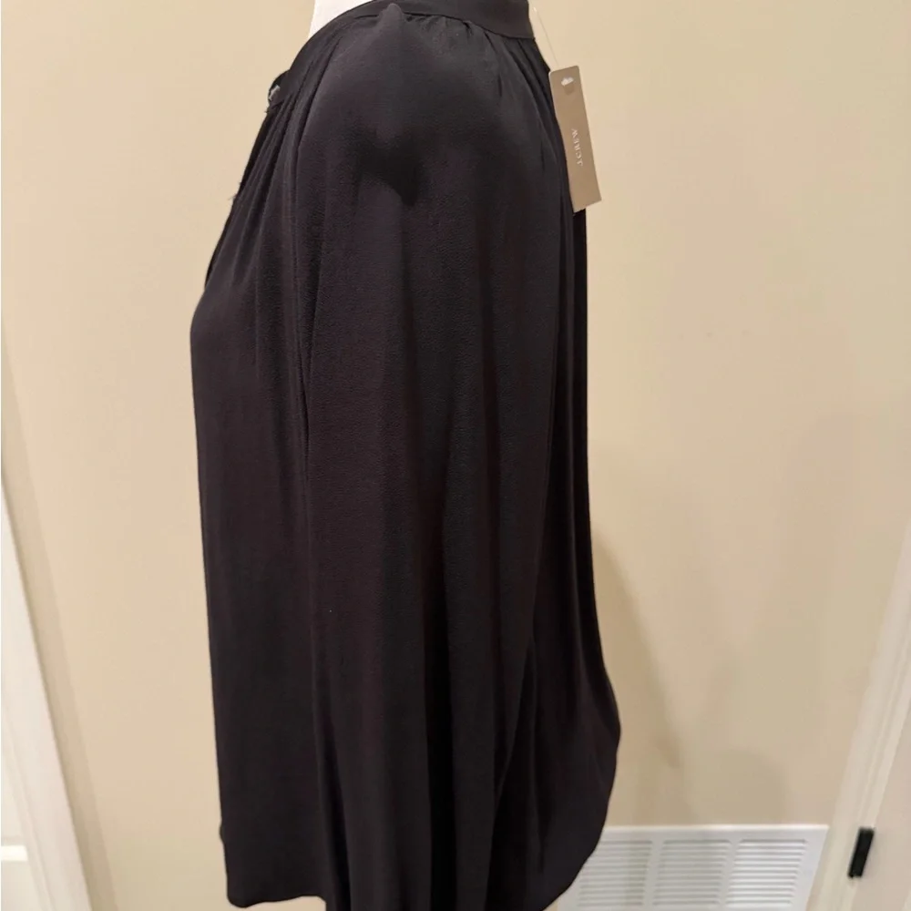 J. Crew Black Long-Sleeve Henley Blouse